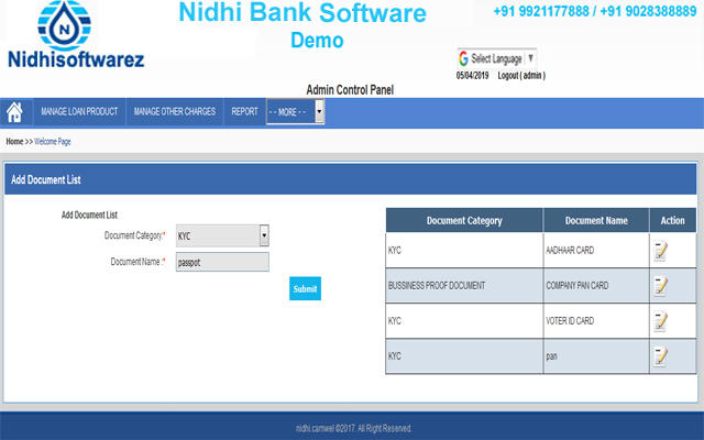 nidhi bank software